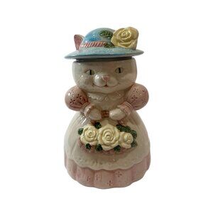 Cat Cookie Jar Mama Grandma Cat Ceramic Albert Price Vintage Victorian Country